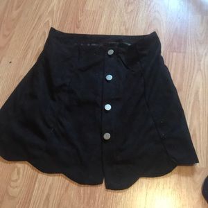 Suede button down skirt